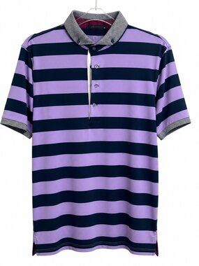 Greyson EUC Lavender/Dark Green Stripe Polo